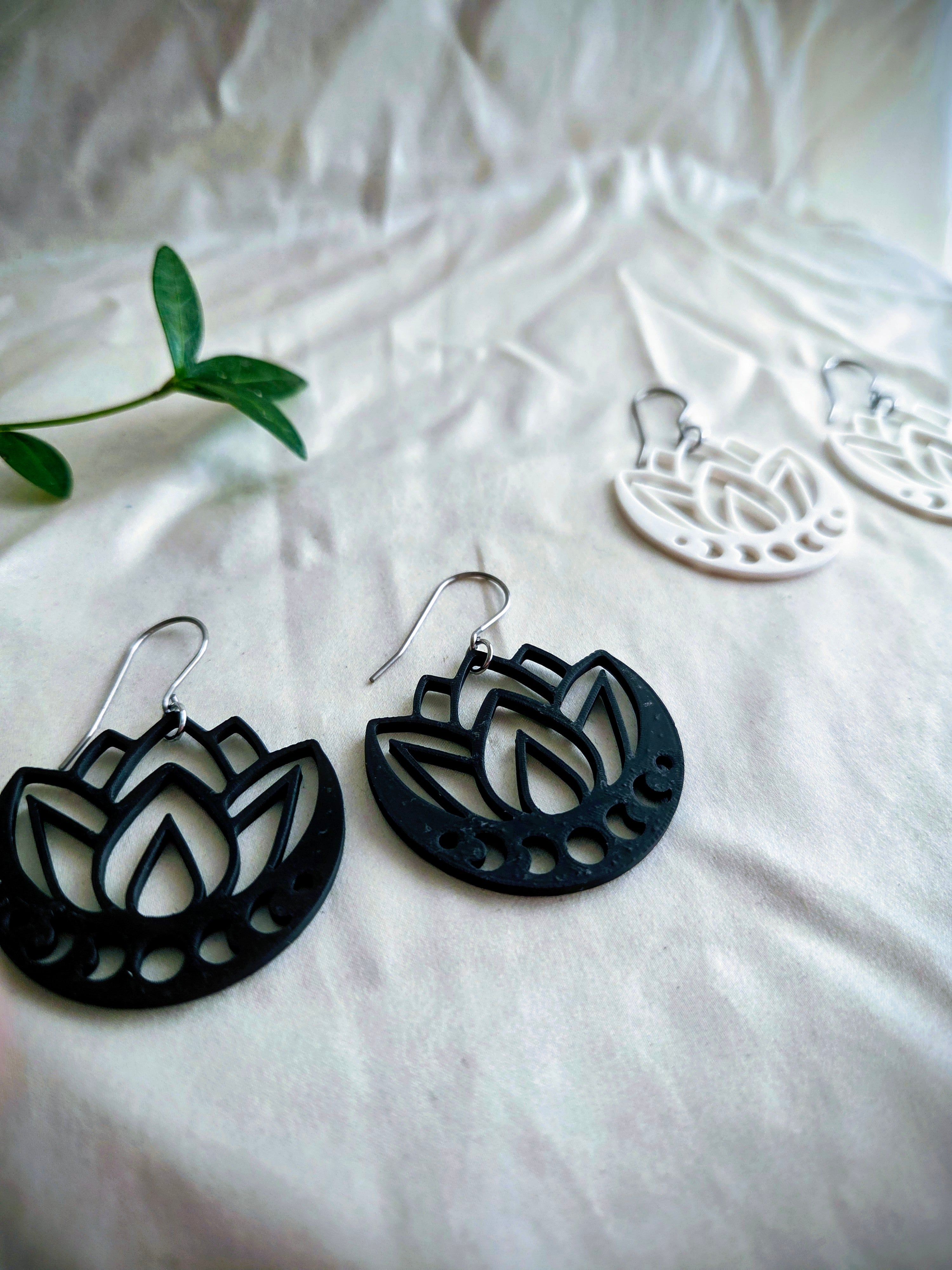 Moon Cycle Lotus Earrings
