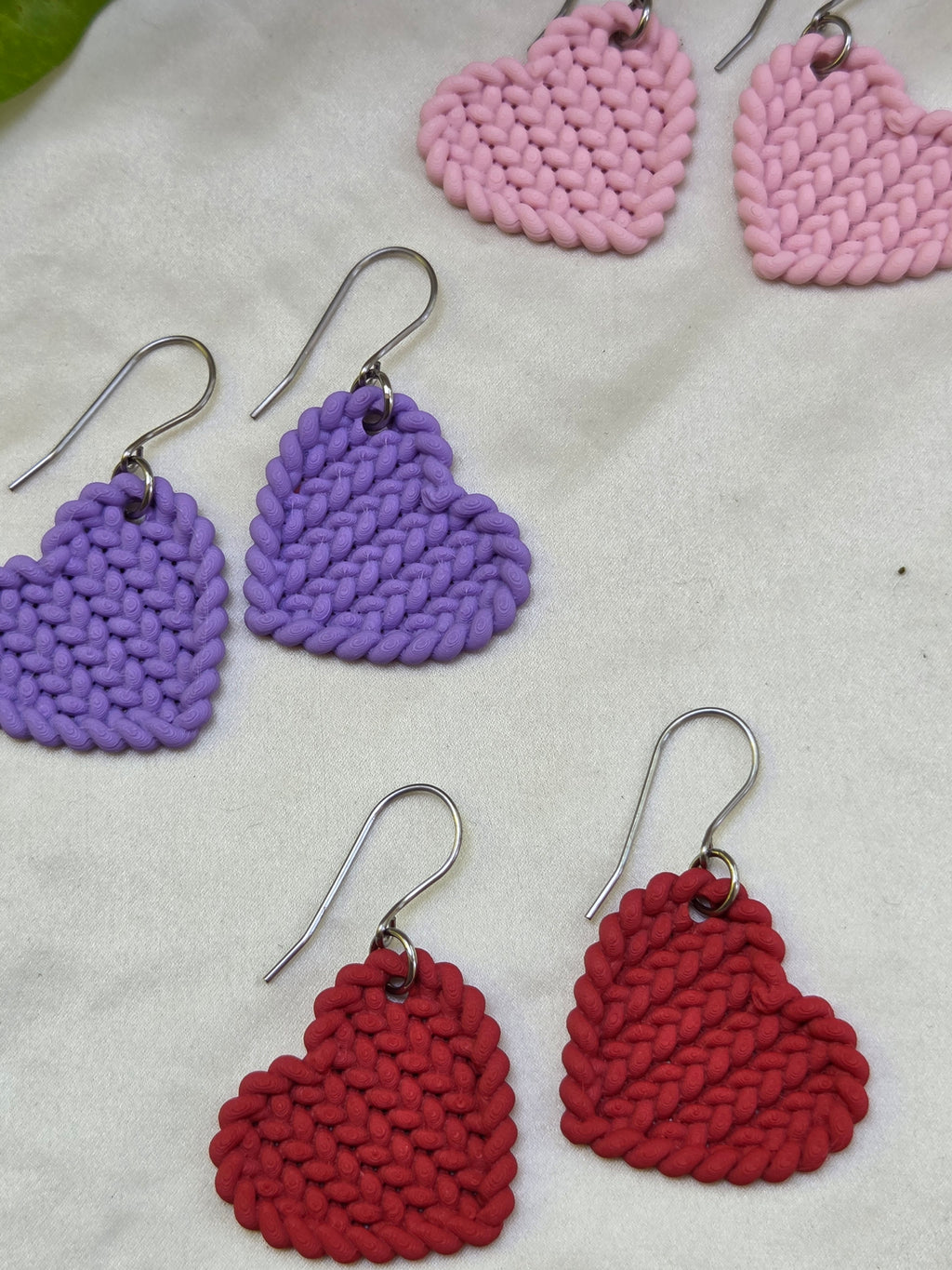 Knitted Heart Earrings
