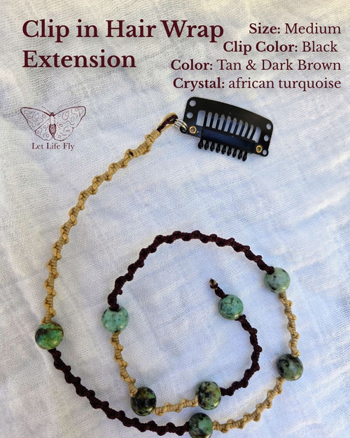 African turquoise Crystal Clip-In Macrame Hair Wrap