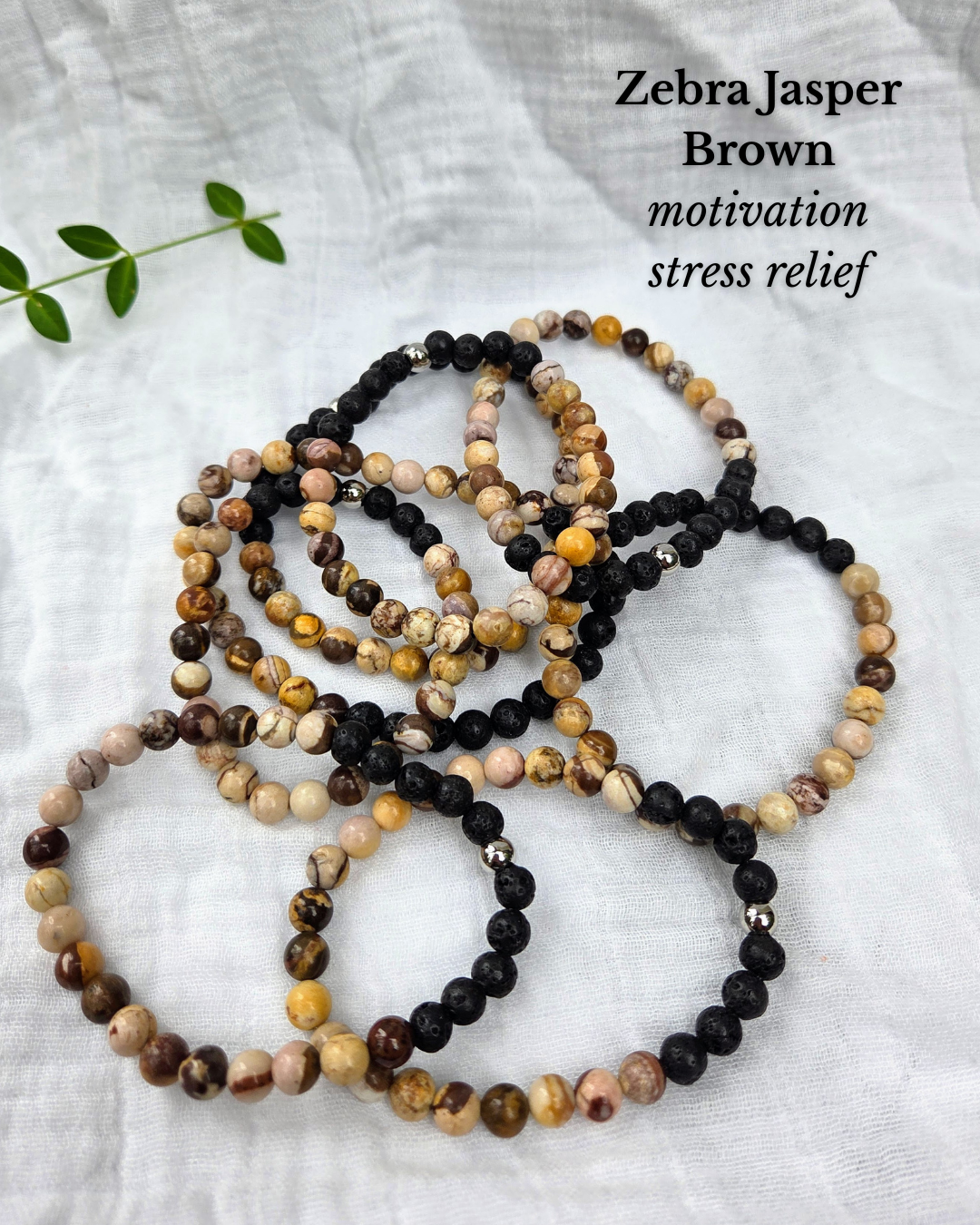 Brown Zebra Jasper Crystal Bracelet